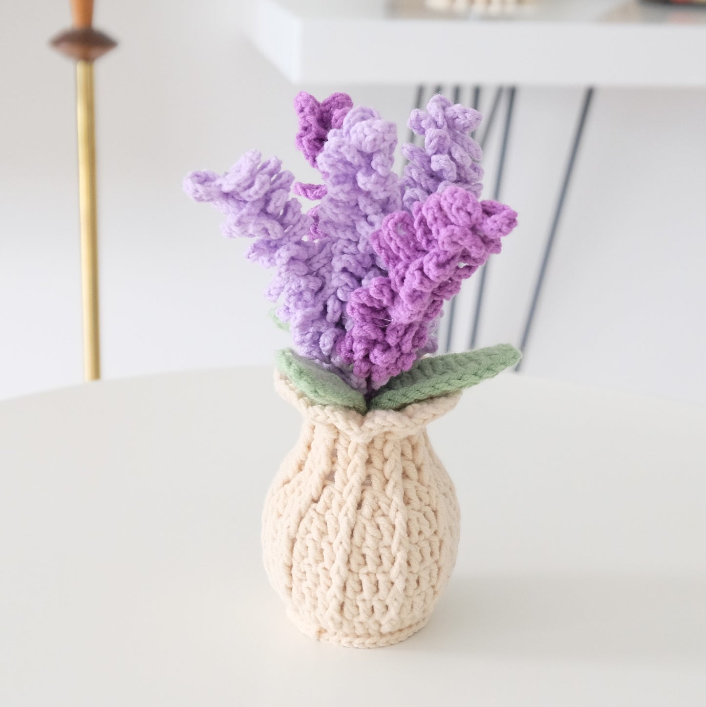 Handmade Crochet Lavender Bouquet in Knit Vase 💜