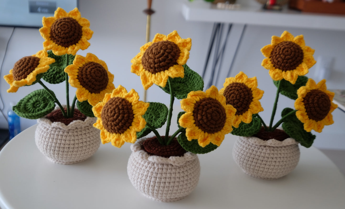 Handmade Crochet Sunflower Pot, Forever Sunflower, Amigurumi Flower, Crochet Plant, Desk Decor, Housewarming Gift, Gift for Her