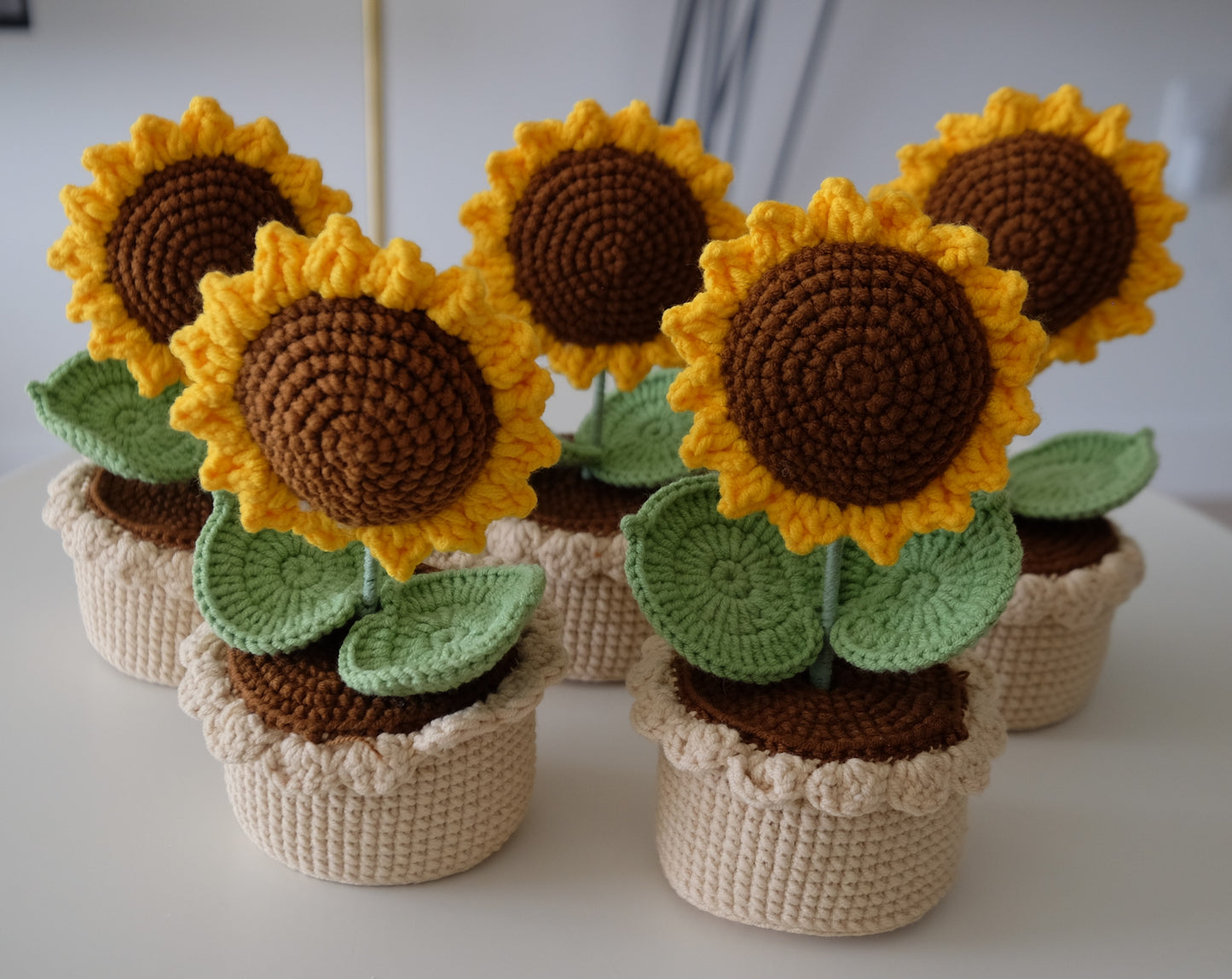 Handmade Crochet Sunflower Pot