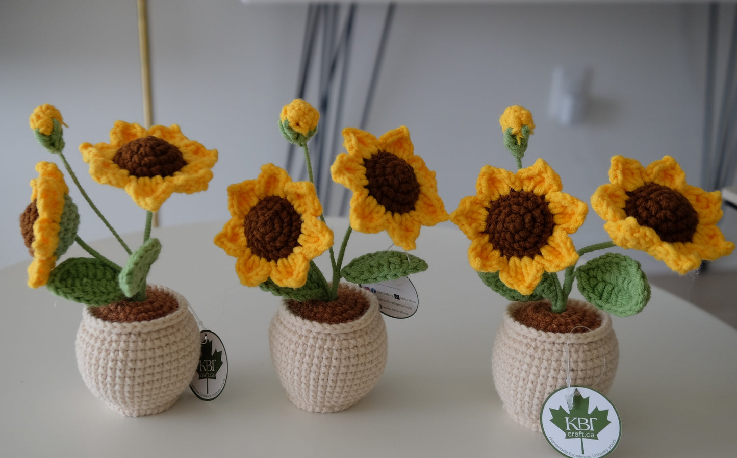 Handmade Crochet Sunflower Pot- 2flowers
