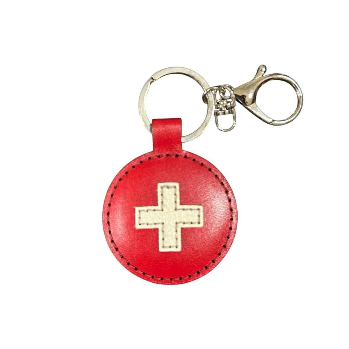 Handcrafted Round Real Leather Keychains
