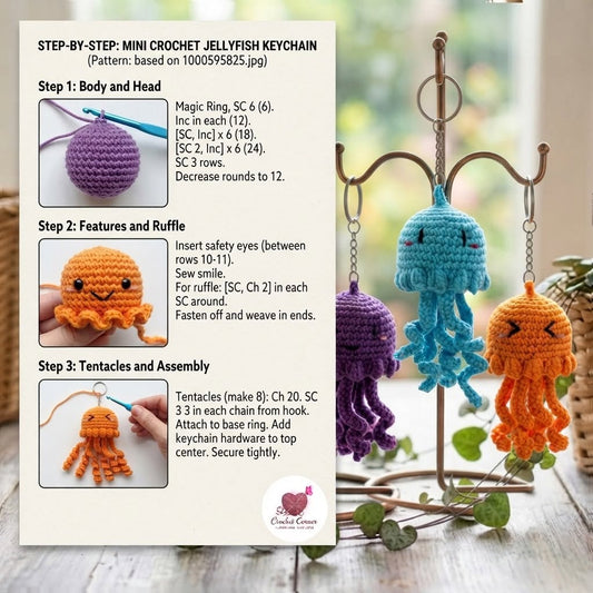 Stitch Your Own Sunshine: Easy DIY Mini Crochet Jellyfish Keychain Tutorial