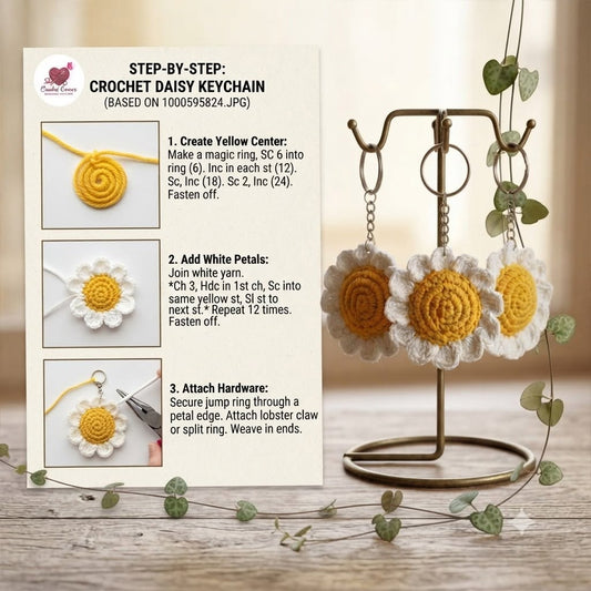 Pocketful of Sunshine: How to Crochet a Mini Daisy Keychain