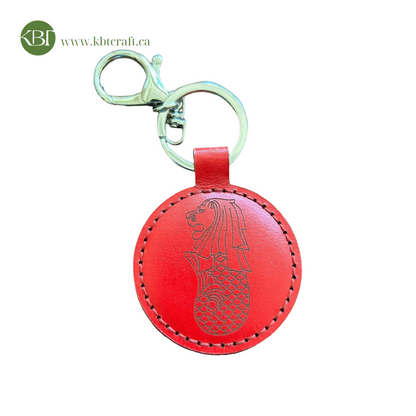 Handcrafted Round Real Leather Keychains