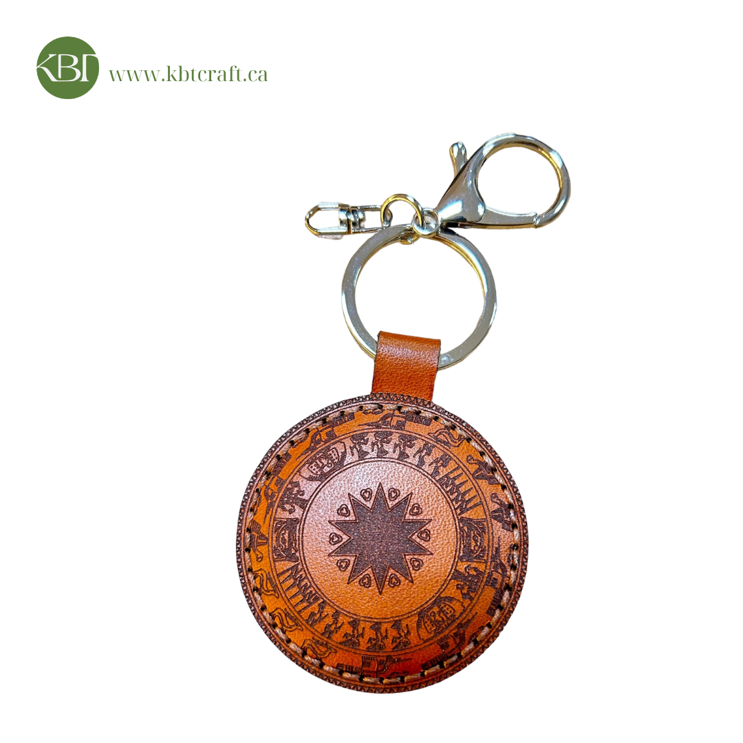 Handcrafted Round Real Leather Keychains