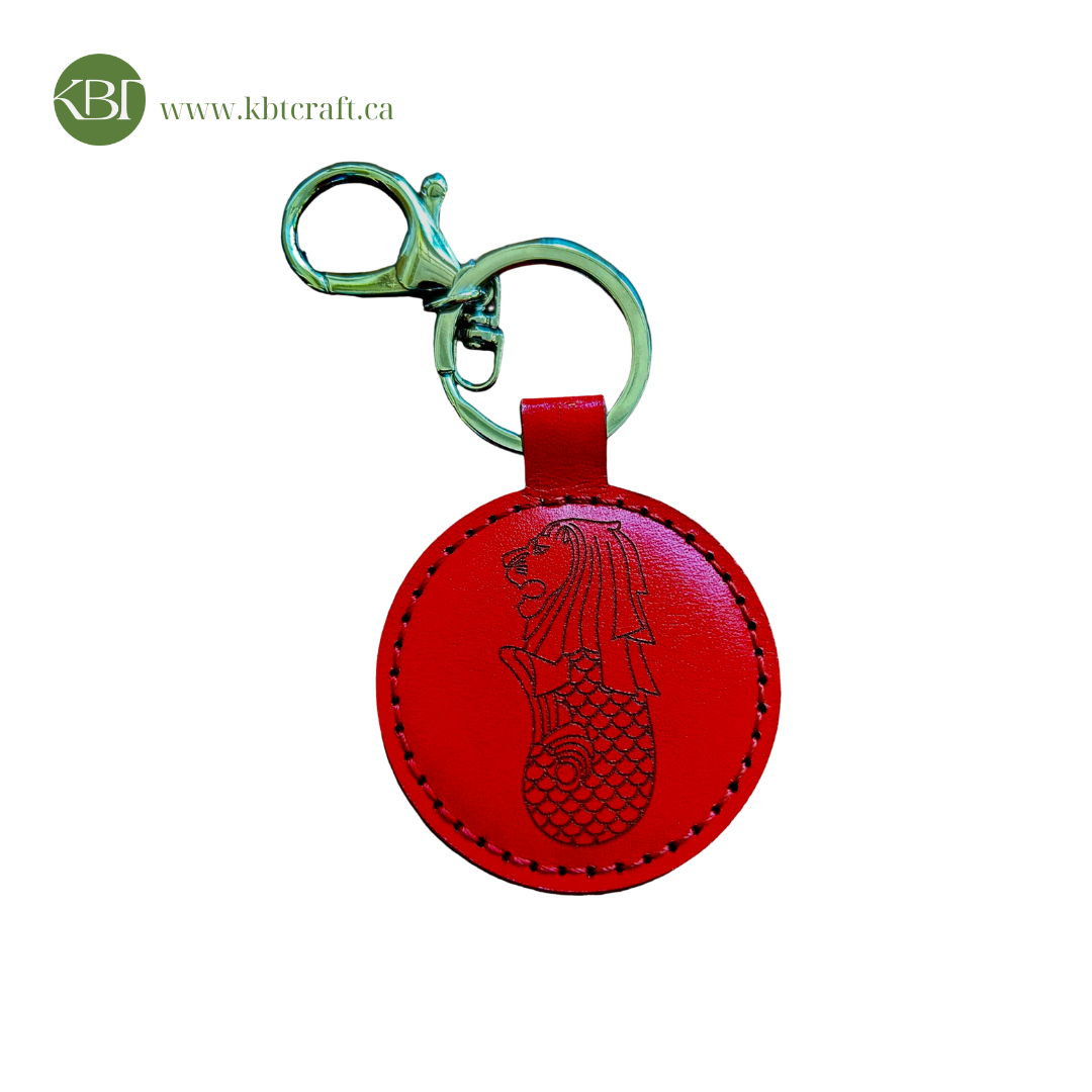 Handcrafted Round Real Leather Keychains