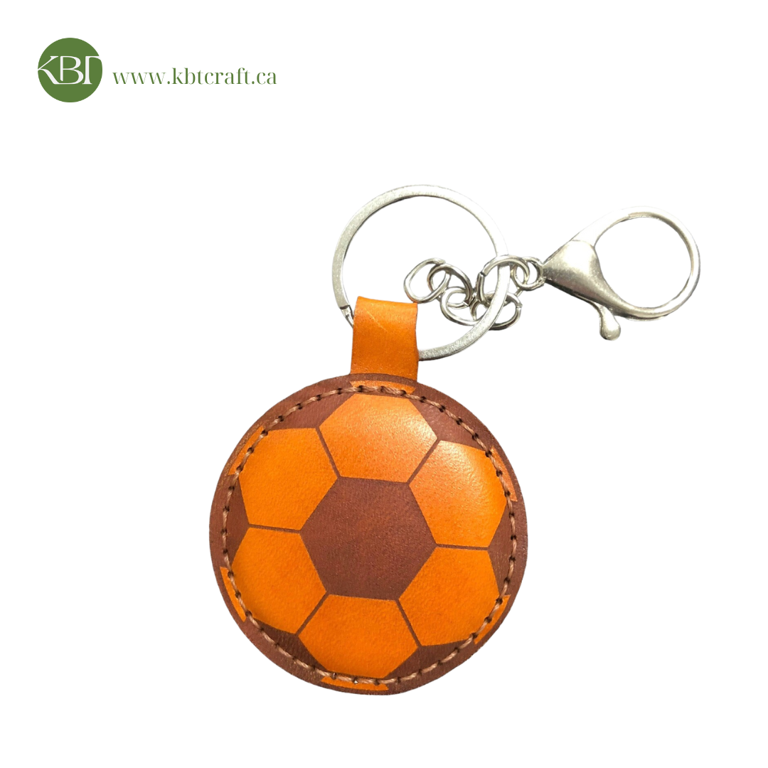 Handcrafted Round Real Leather Keychains