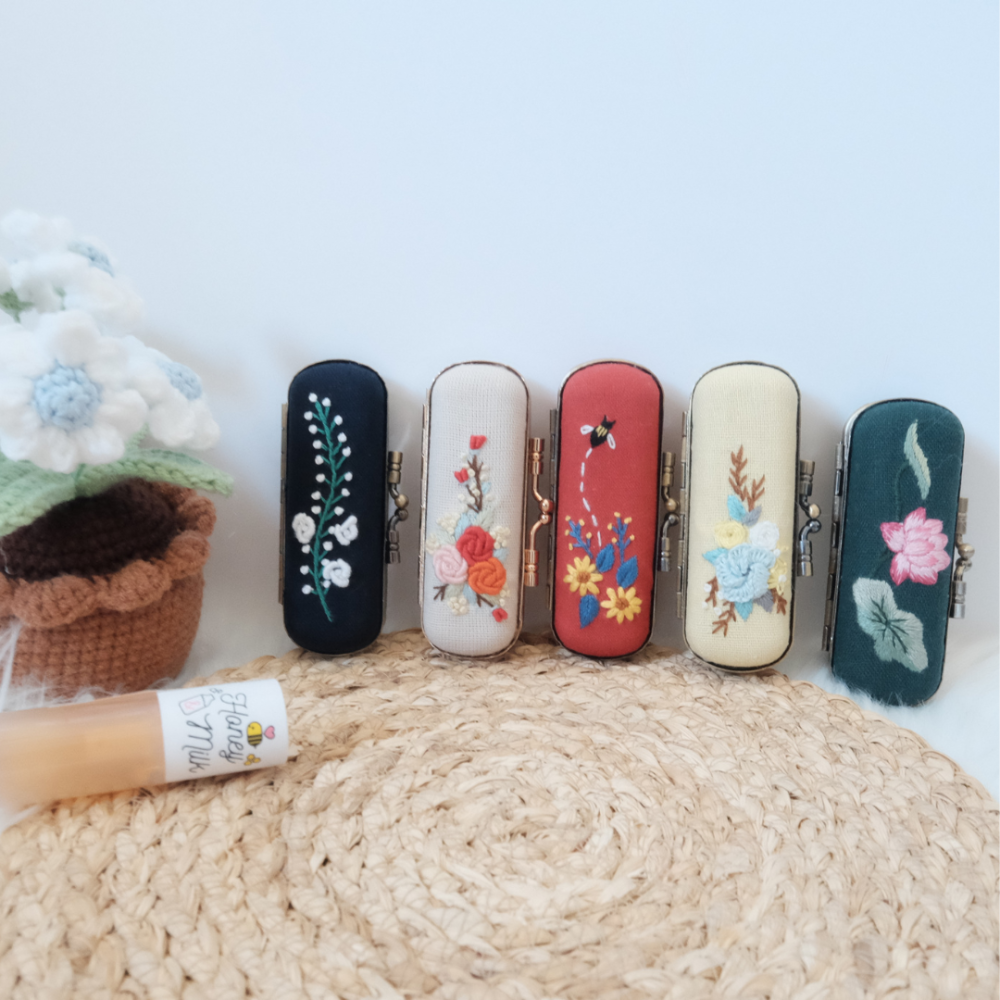 Vintage Embroidered Lipstick Case With Mirror.