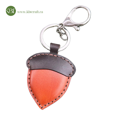 Handcrafted Leather Fruit Keychains – Strawberry, Acorn, & Watermelon Slice