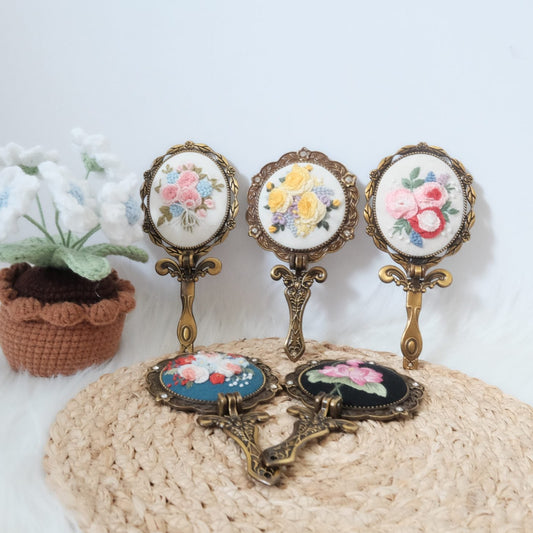 Hand-Embroidered Portable Mirror