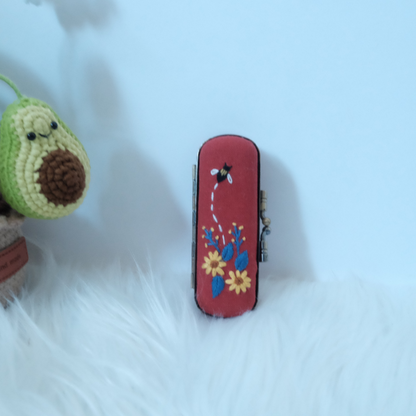Vintage Embroidered Lipstick Case With Mirror.
