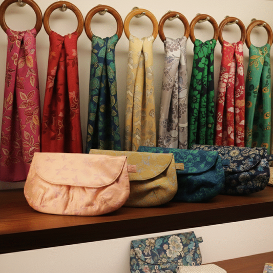 🌿 Handmade Fabric Clutch – Elegant & Versatile