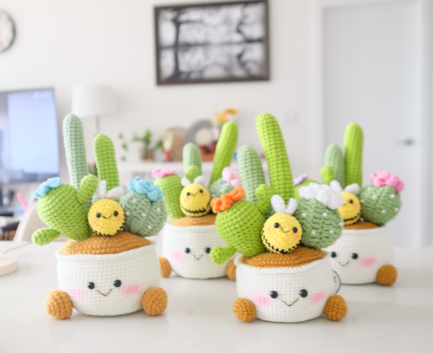 The Ultimate Desk Buddy: Crochet Deluxe Cactus Garden 🌵🐝✨