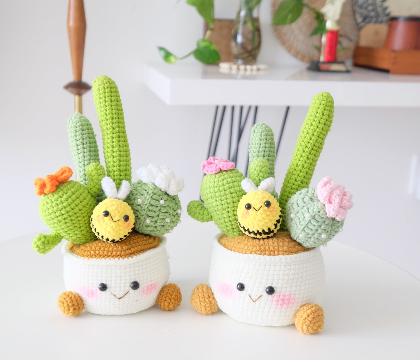 Handmade Crochet Deluxe Cactus Garden with Bumblebee 🌵🐝✨