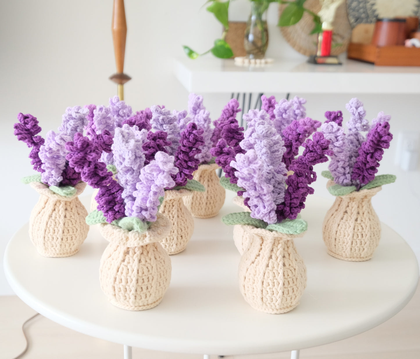 Handmade Crochet Lavender Bouquet in Knit Vase 💜