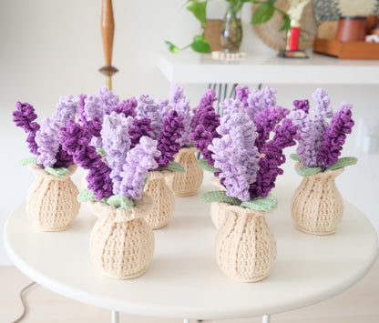 Handmade Crochet Lavender Bouquet in Knit Vase 💜