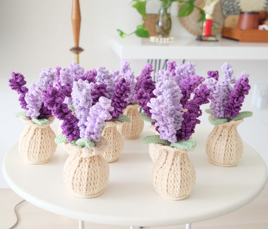 Handmade Crochet Lavender Bouquet in Knit Vase 💜