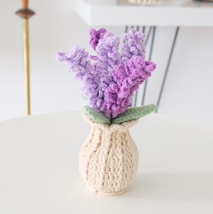 Handmade Crochet Lavender Bouquet in Knit Vase 💜