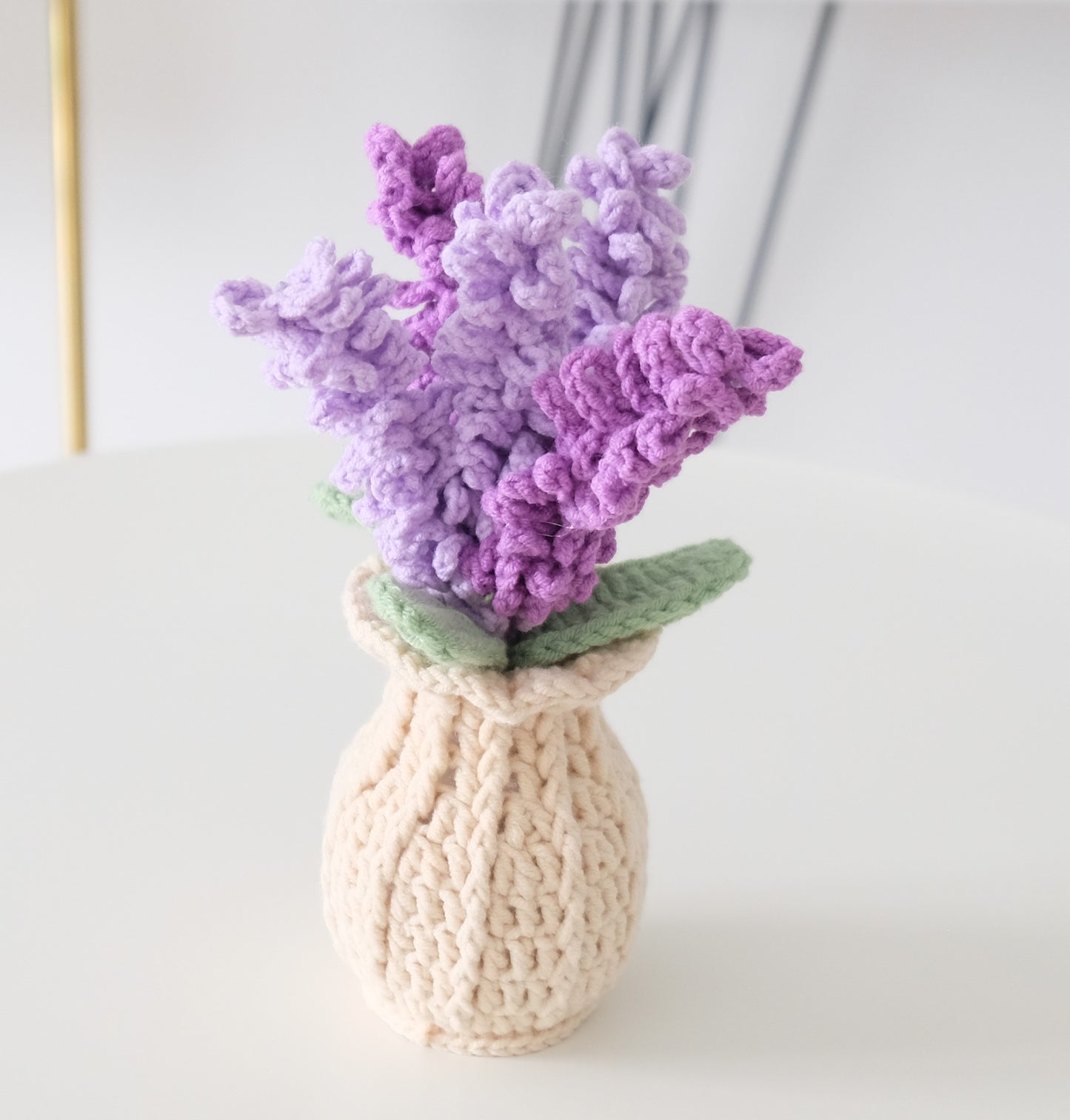 Handmade Crochet Lavender Bouquet in Knit Vase 💜