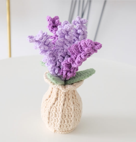 Handmade Crochet Lavender Bouquet in Knit Vase 💜
