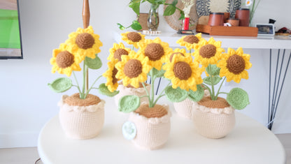 Handmade Crochet Sunflower Pot, Amigurumi Sunflower, Forever Flowers, Crochet Plant, Home Decor, Desk Decor, Gift for Her