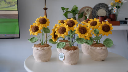 Handmade Crochet Sunflower Pot, Amigurumi Sunflower, Forever Flowers, Crochet Plant, Home Decor, Desk Decor, Gift for Her