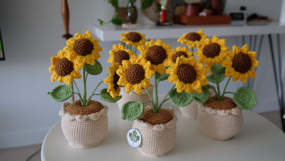 Handmade Crochet Sunflower Pot, Amigurumi Sunflower, Forever Flowers, Crochet Plant, Home Decor, Desk Decor, Gift for Her