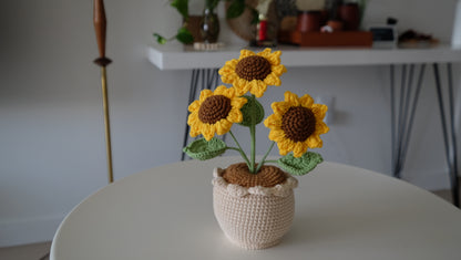 Handmade Crochet Sunflower Pot, Amigurumi Sunflower, Forever Flowers, Crochet Plant, Home Decor, Desk Decor, Gift for Her