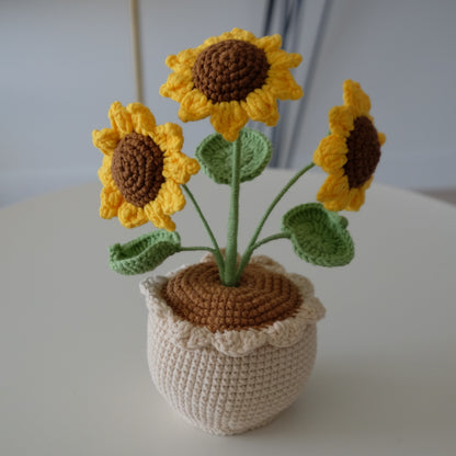 Handmade Crochet Sunflower Pot, Amigurumi Sunflower, Forever Flowers, Crochet Plant, Home Decor, Desk Decor, Gift for Her