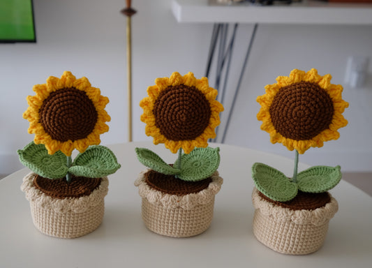 Handmade Crochet Sunflower Pot