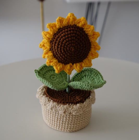 Handmade Crochet Sunflower Pot
