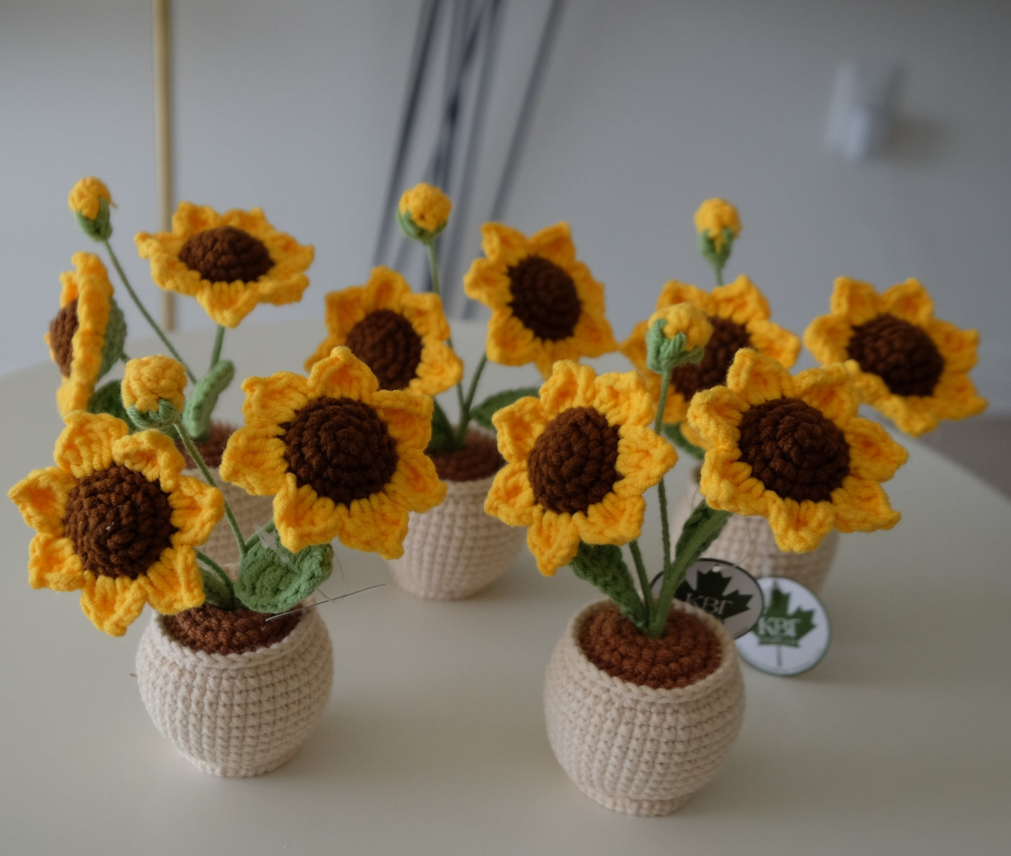 Handmade Crochet Sunflower Pot- 2flowers