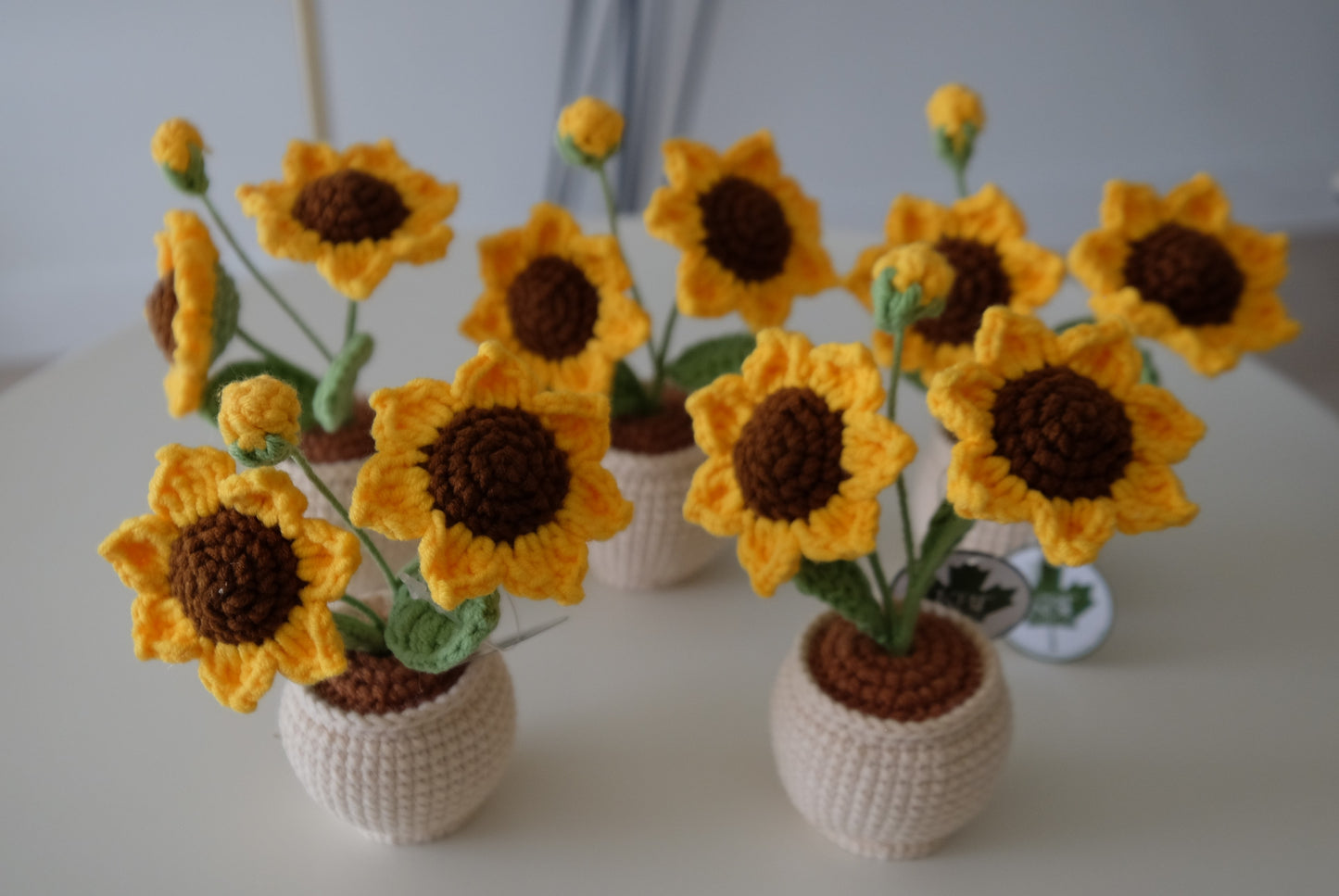 Handmade Crochet Sunflower Pot- 2flowers