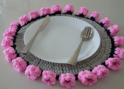Coquette Aesthetic: Handmade Crochet Tulip Centerpiece Mat 🌸✨