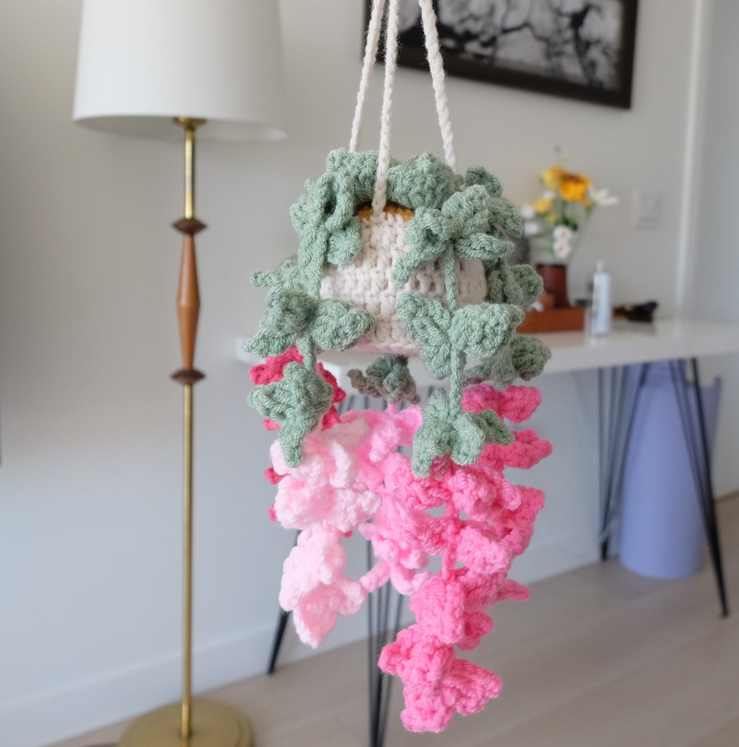 Cozy Crochet Hanging Wisteria &amp; Vine Basket | Everlasting Cascading Blooms 🌿💜