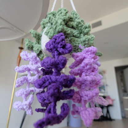 Cozy Crochet Hanging Wisteria &amp; Vine Basket | Everlasting Cascading Blooms 🌿💜