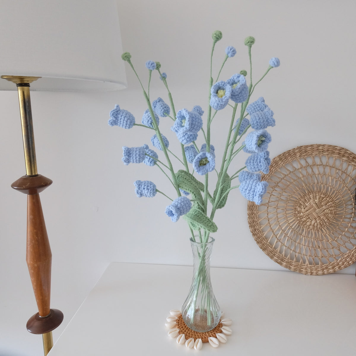 Handmade Crochet Bell Flower Stem | Everlasting Floral Home Decor &amp; Gift | Pink &amp; Purple Crochet Bouquet