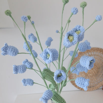 Handmade Crochet Bell Flower Stem | Everlasting Floral Home Decor &amp; Gift | Pink &amp; Purple Crochet Bouquet
