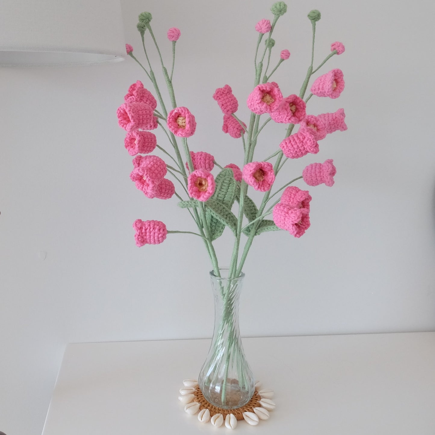 Handmade Crochet Bell Flower Stem | Everlasting Floral Home Decor, Gift | Pink, Yellow  Crochet Bouquet