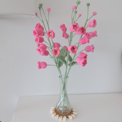 Handmade Crochet Bell Flower Stem | Everlasting Floral Home Decor, Gift | Pink, Yellow  Crochet Bouquet