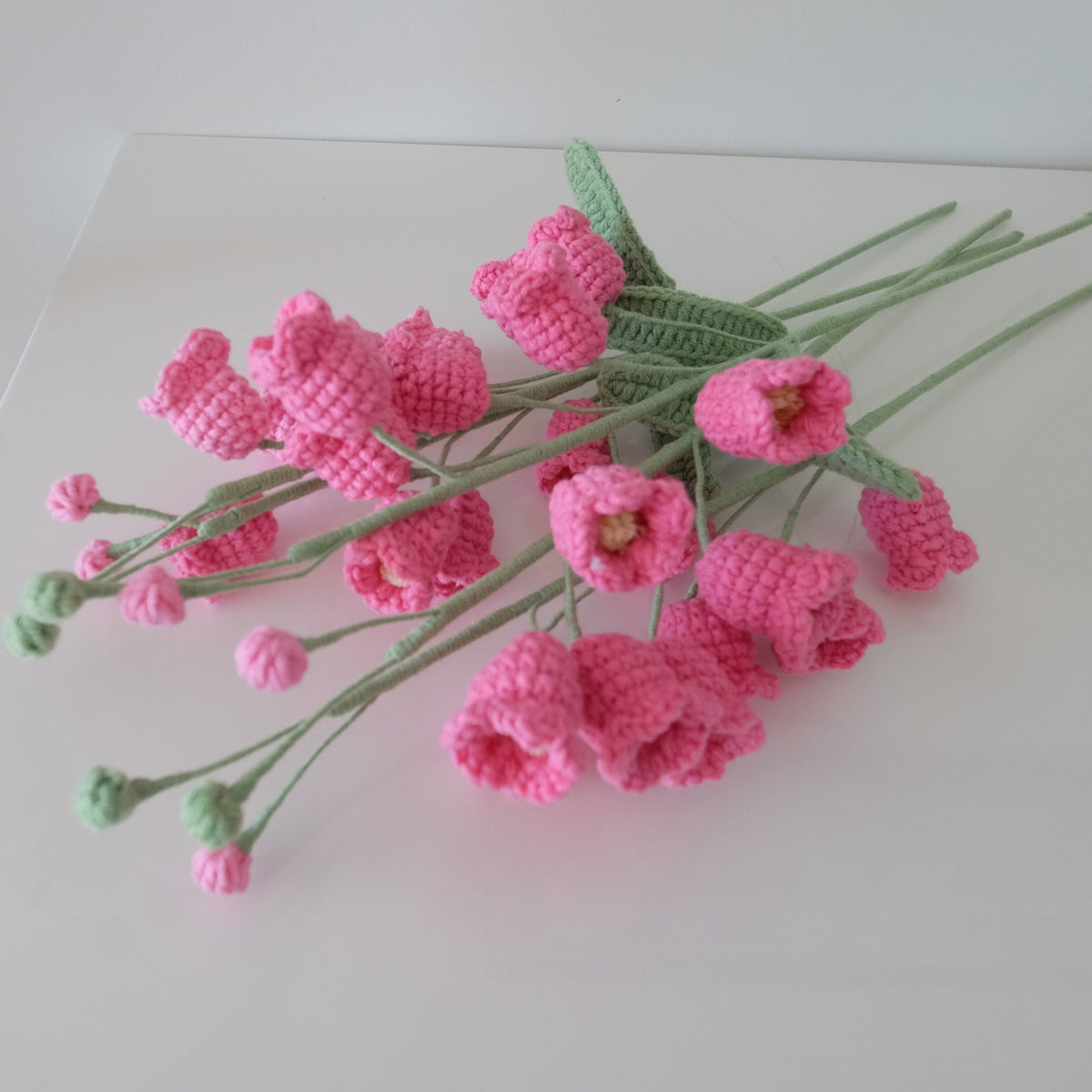 Handmade Crochet Bell Flower Stem | Everlasting Floral Home Decor, Gift | Pink, Yellow  Crochet Bouquet