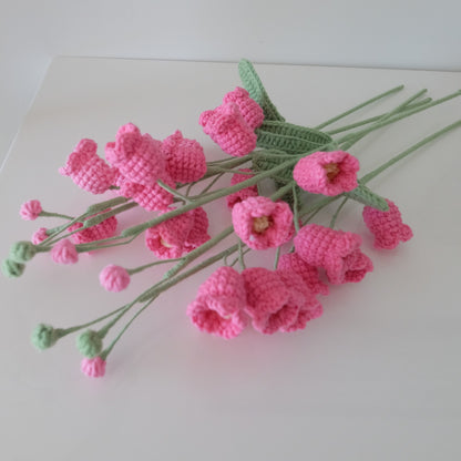 Handmade Crochet Bell Flower Stem | Everlasting Floral Home Decor, Gift | Pink, Yellow  Crochet Bouquet