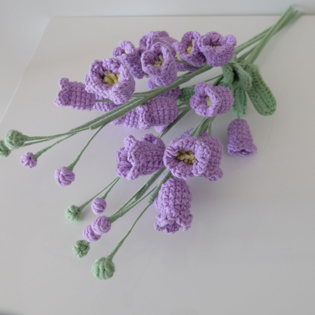 Handmade Crochet Bell Flower Stem | Everlasting Floral Home Decor &amp; Gift | Pink &amp; Purple Crochet Bouquet