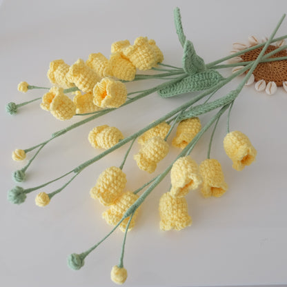 Handmade Crochet Bell Flower Stem | Everlasting Floral Home Decor, Gift | Pink, Yellow  Crochet Bouquet
