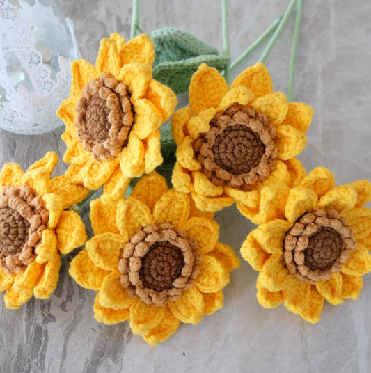 Handmade Crochet Sunny Sunflower & Whimsical Purple Blooms 🌻💜