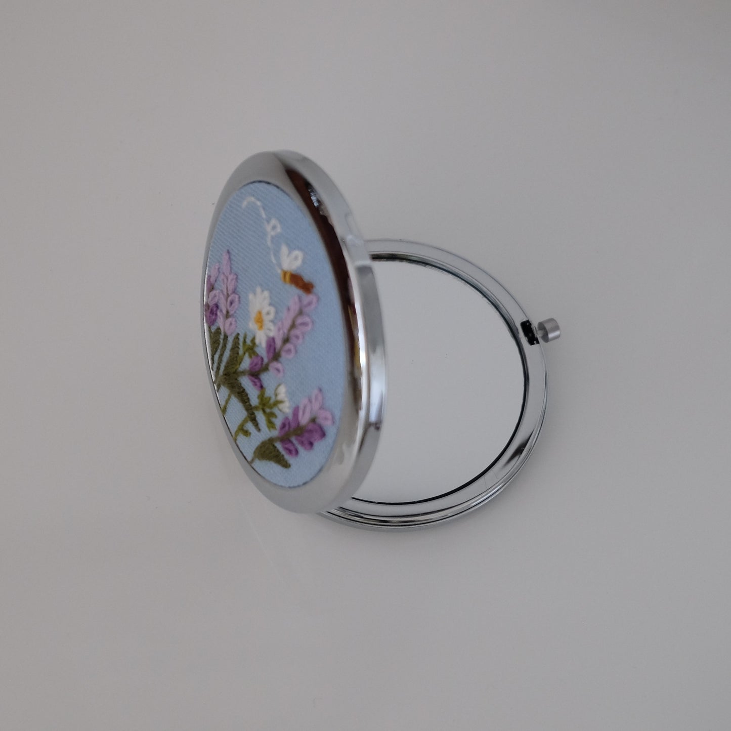 Hand-Embroidered Compact Mirror