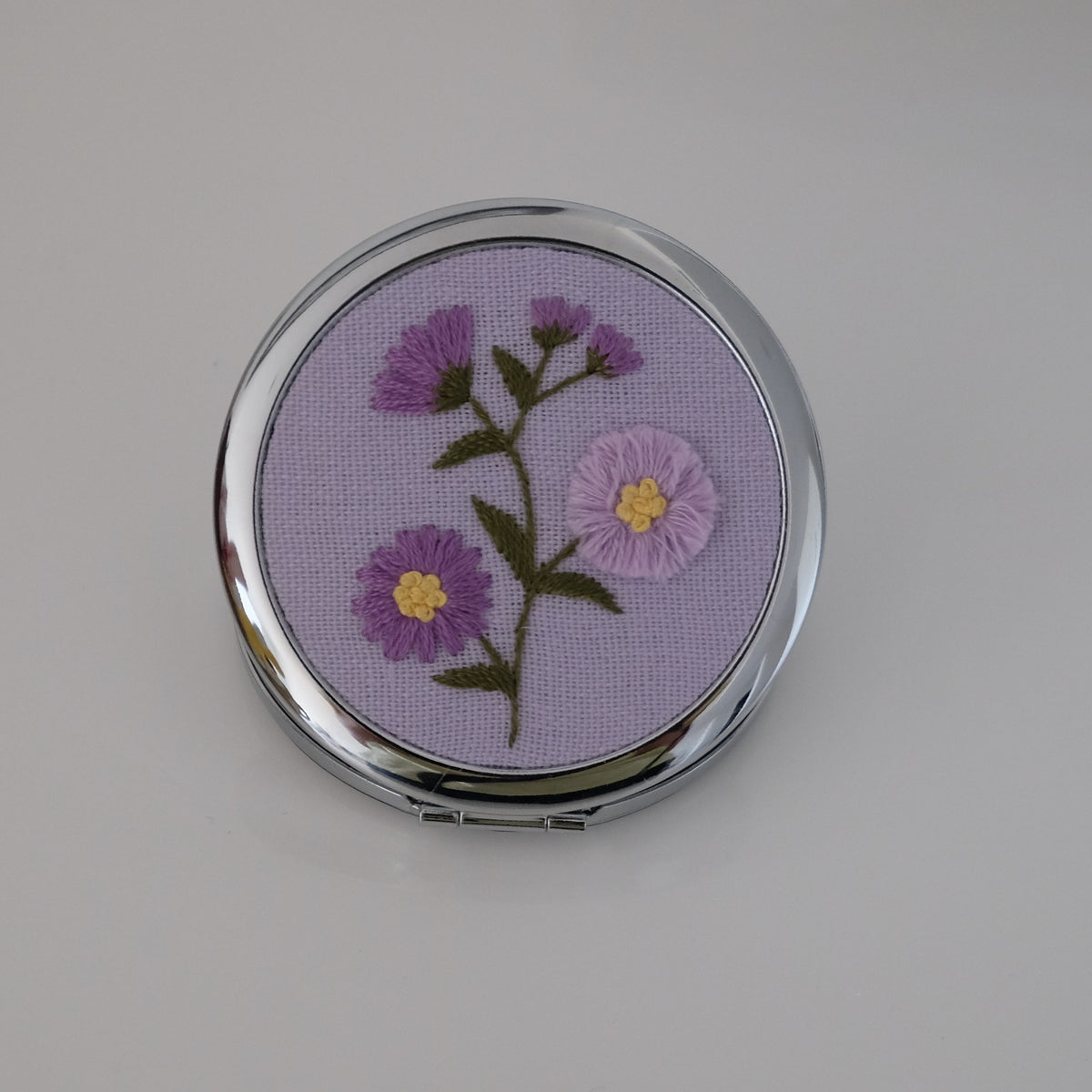 Hand-Embroidered Compact Mirror