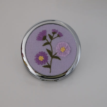 Hand-Embroidered Compact Mirror
