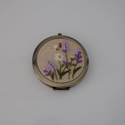 Hand-Embroidered Compact Mirror