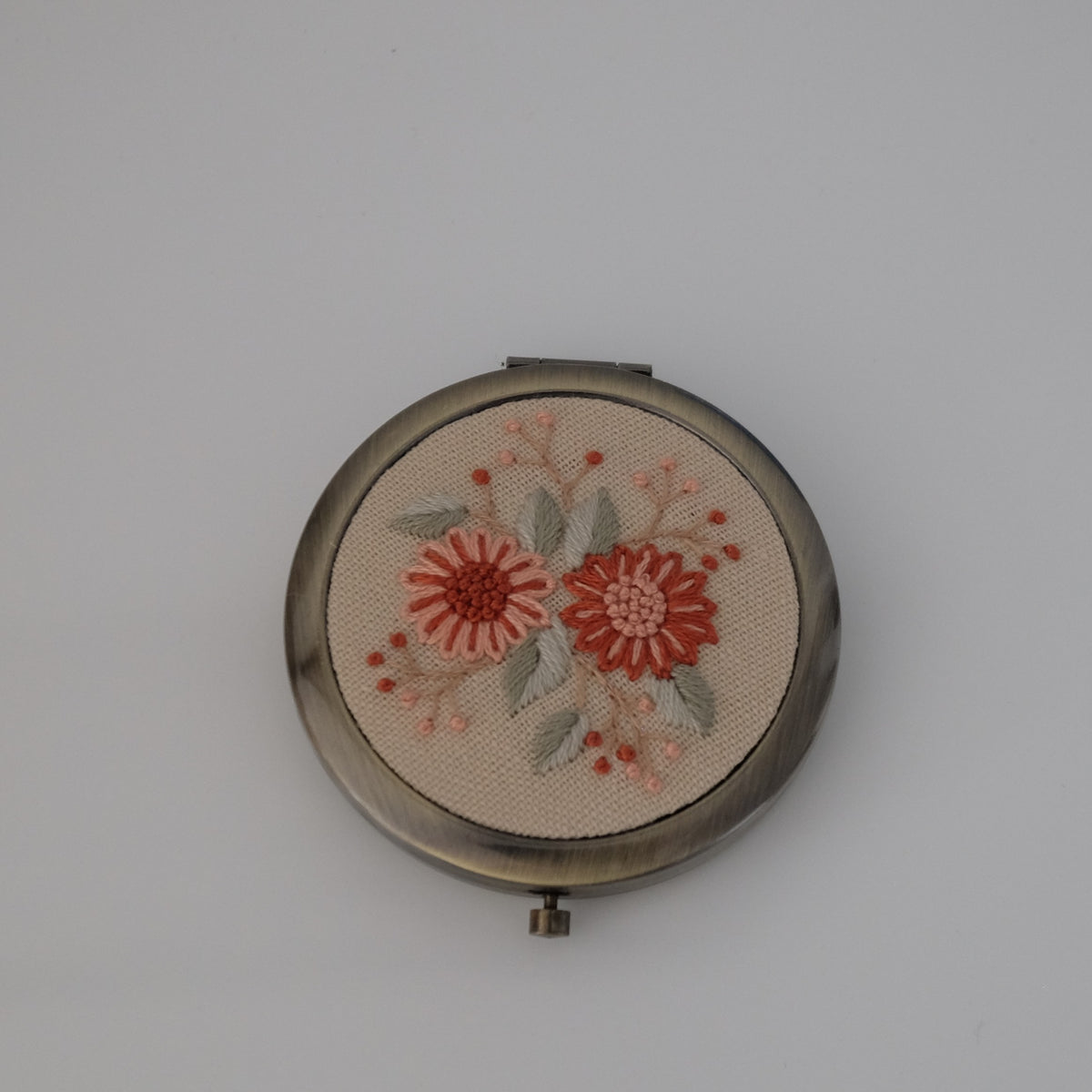 Hand-Embroidered Compact Mirror